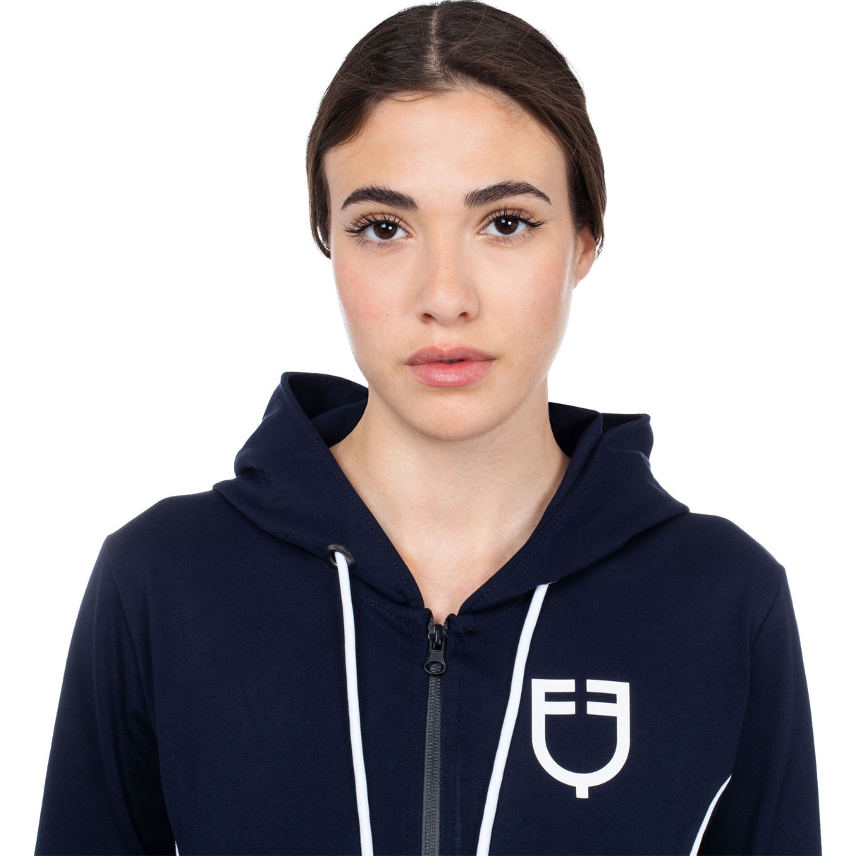 Women's sweatshirt with interlock front zip