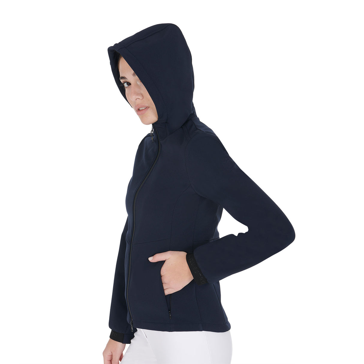 Women's slim fit softshell jacket with concealed pockets