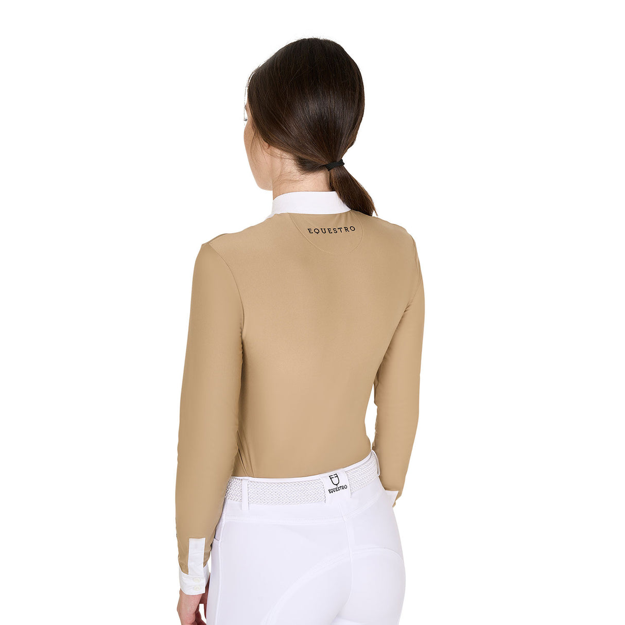 Women's slim fit polo shirt with pleated cotton