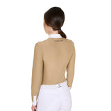 Women's slim fit polo shirt with pleated cotton