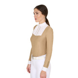 Women's slim fit polo shirt with pleated cotton