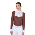 Women's slim fit polo shirt with pleated cotton