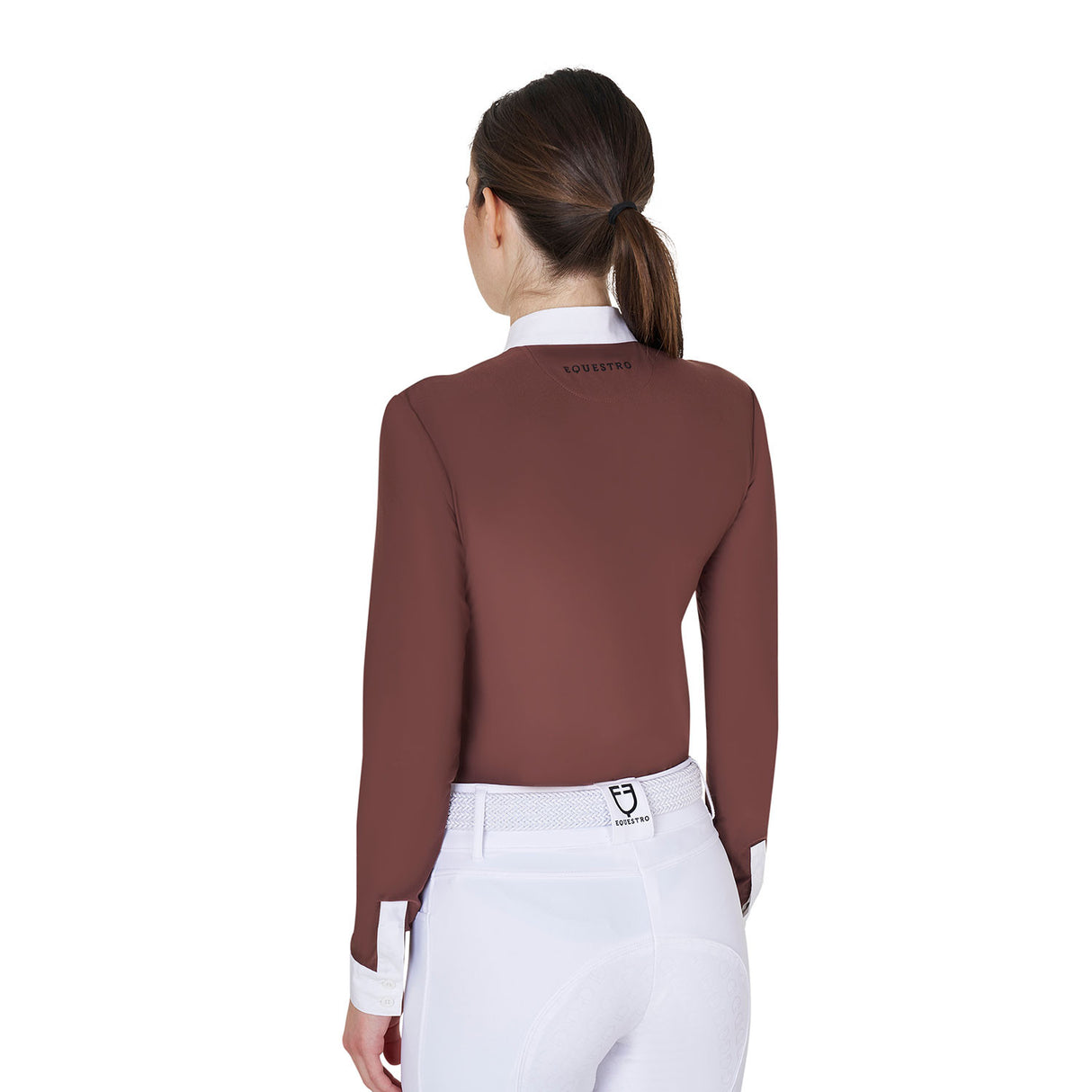 Women's slim fit polo shirt with pleated cotton