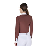 Women's slim fit polo shirt with pleated cotton