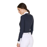 Women's slim fit polo shirt with pleated cotton