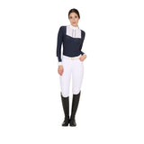 Women's slim fit polo shirt with pleated cotton
