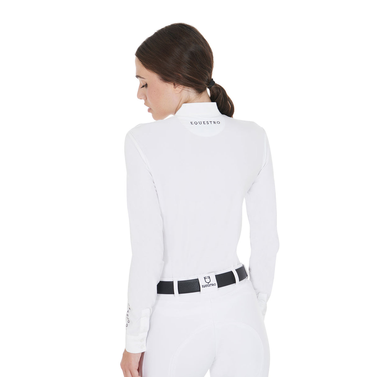 Women's slim fit polo shirt with pleated cotton