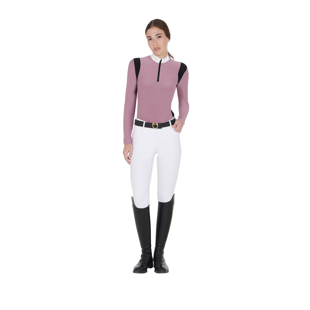 Women's slim fit polo shirt in technical fabric