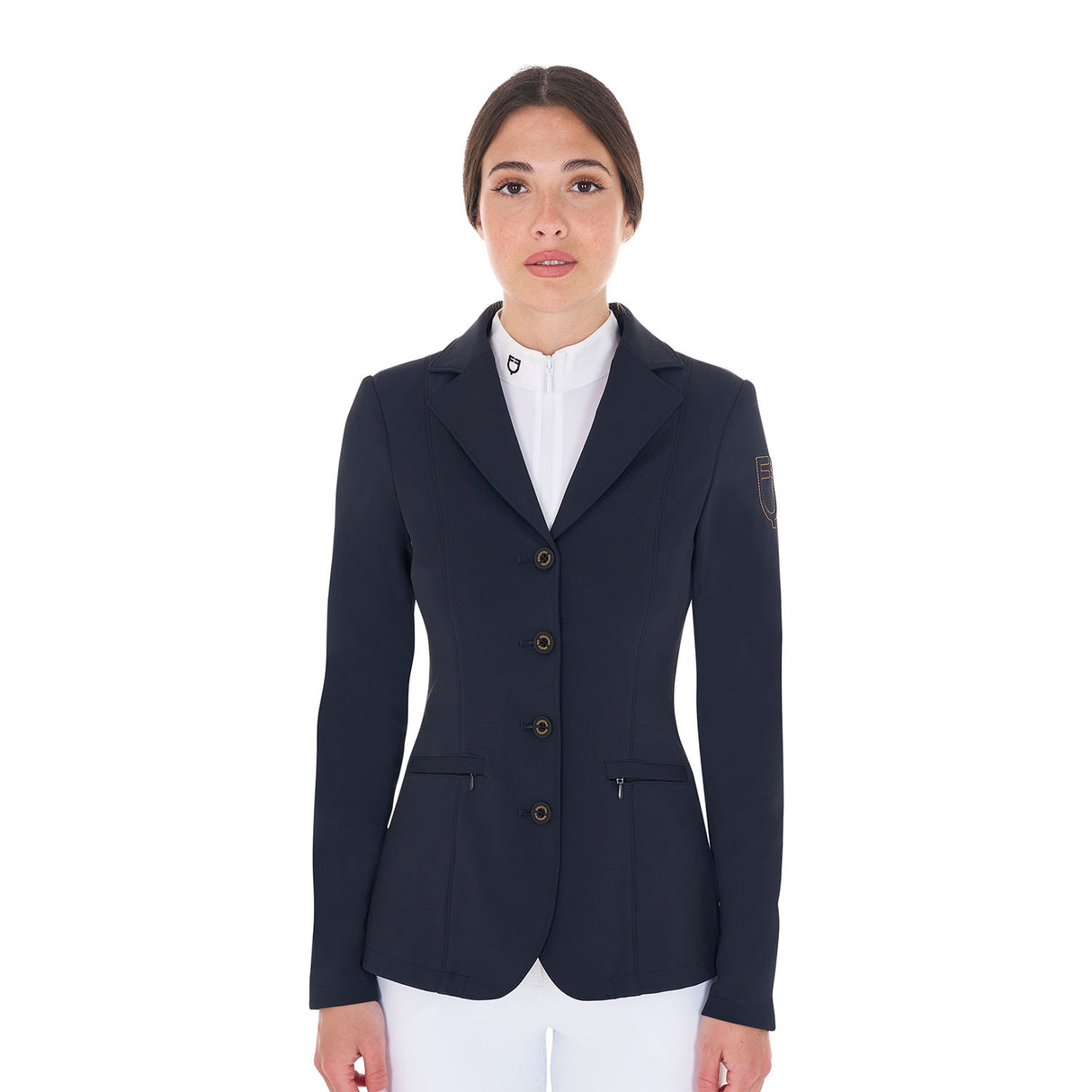 Women's competition jacket with contrasting embroidered logo