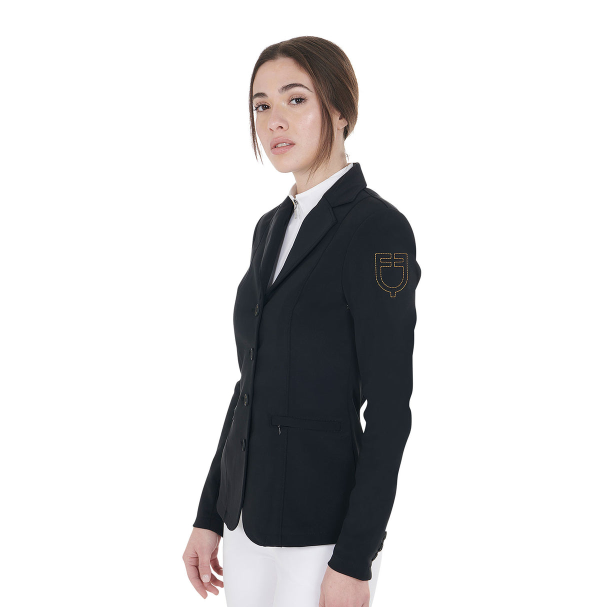 Women's competition jacket with contrasting embroidered logo