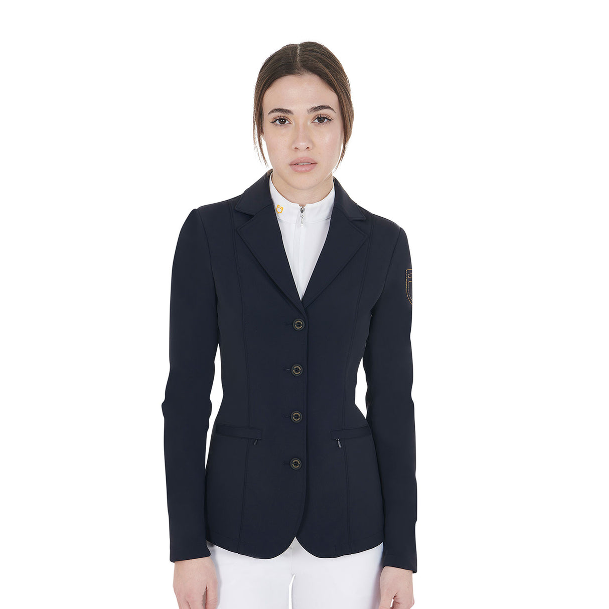 Women's competition jacket with contrasting embroidered logo