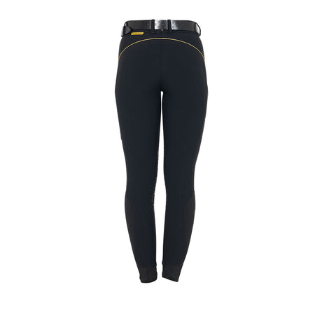 Equestro Women's Slim Fit Breeches With Knee Grip #colour_black