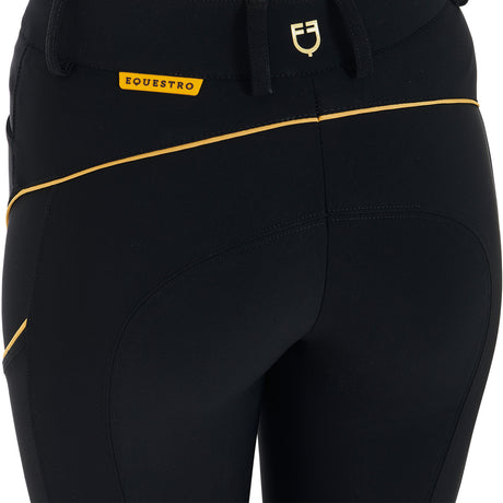 Equestro Women's Slim Fit Breeches With Knee Grip #colour_black