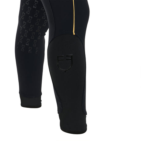 Equestro Women's Slim Fit Breeches With Knee Grip #colour_black