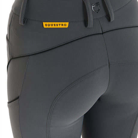 Equestro Women's Slim Fit Breeches With Knee Grip #colour_grey