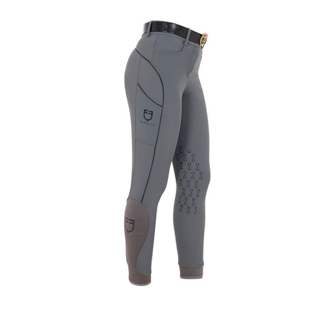 Equestro Women's Slim Fit Breeches With Knee Grip #colour_grey