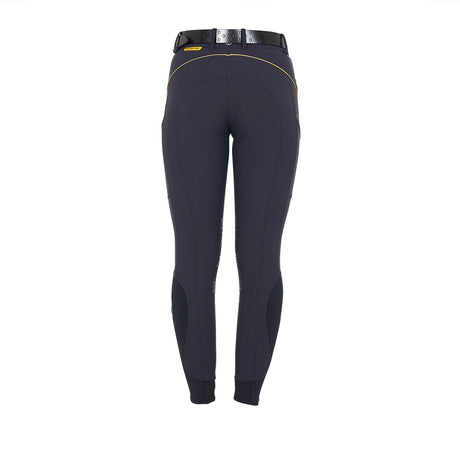 Equestro Women's Slim Fit Breeches With Knee Grip #colour_blue