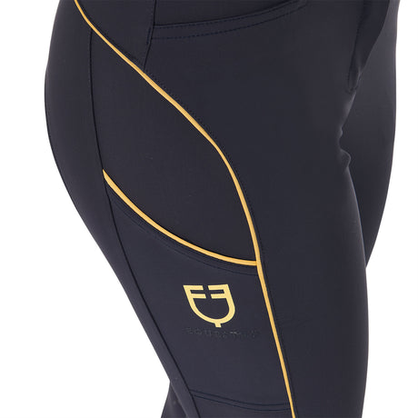 Equestro Women's Slim Fit Breeches With Knee Grip #colour_blue