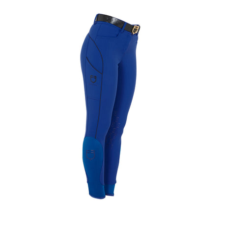 Equestro Women's Slim Fit Breeches With Knee Grip #colour_royal-blue