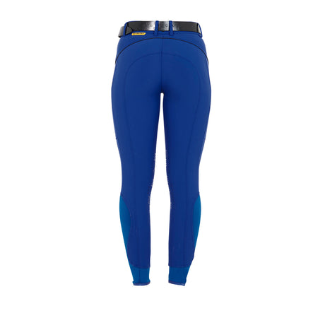 Equestro Women's Slim Fit Breeches With Knee Grip #colour_royal-blue