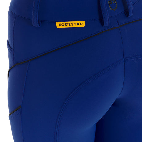 Equestro Women's Slim Fit Breeches With Knee Grip #colour_royal-blue