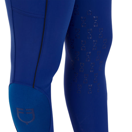 Equestro Women's Slim Fit Breeches With Knee Grip #colour_royal-blue
