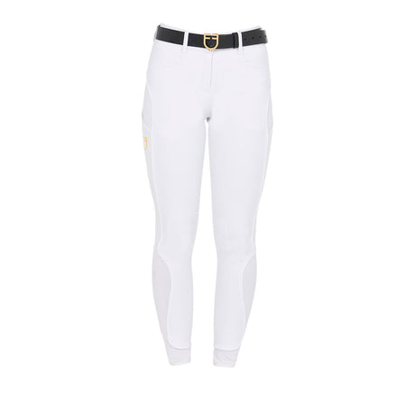 Equestro Women's Slim Fit Breeches With Knee Grip #colour_white