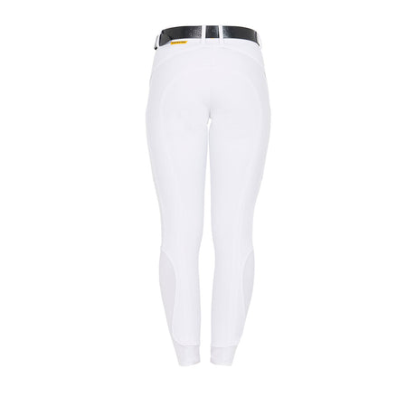 Equestro Women's Slim Fit Breeches With Knee Grip #colour_white