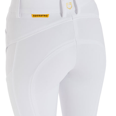 Equestro Women's Slim Fit Breeches With Knee Grip #colour_white
