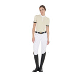 Equestro Women's Slim Fit Polo Shirt With Contrasting Shoulder Inserts