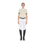 Equestro Women's Slim Fit Polo Shirt With Contrasting Shoulder Inserts