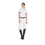 Equestro Women's Slim Fit Polo Shirt With Contrasting Shoulder Inserts