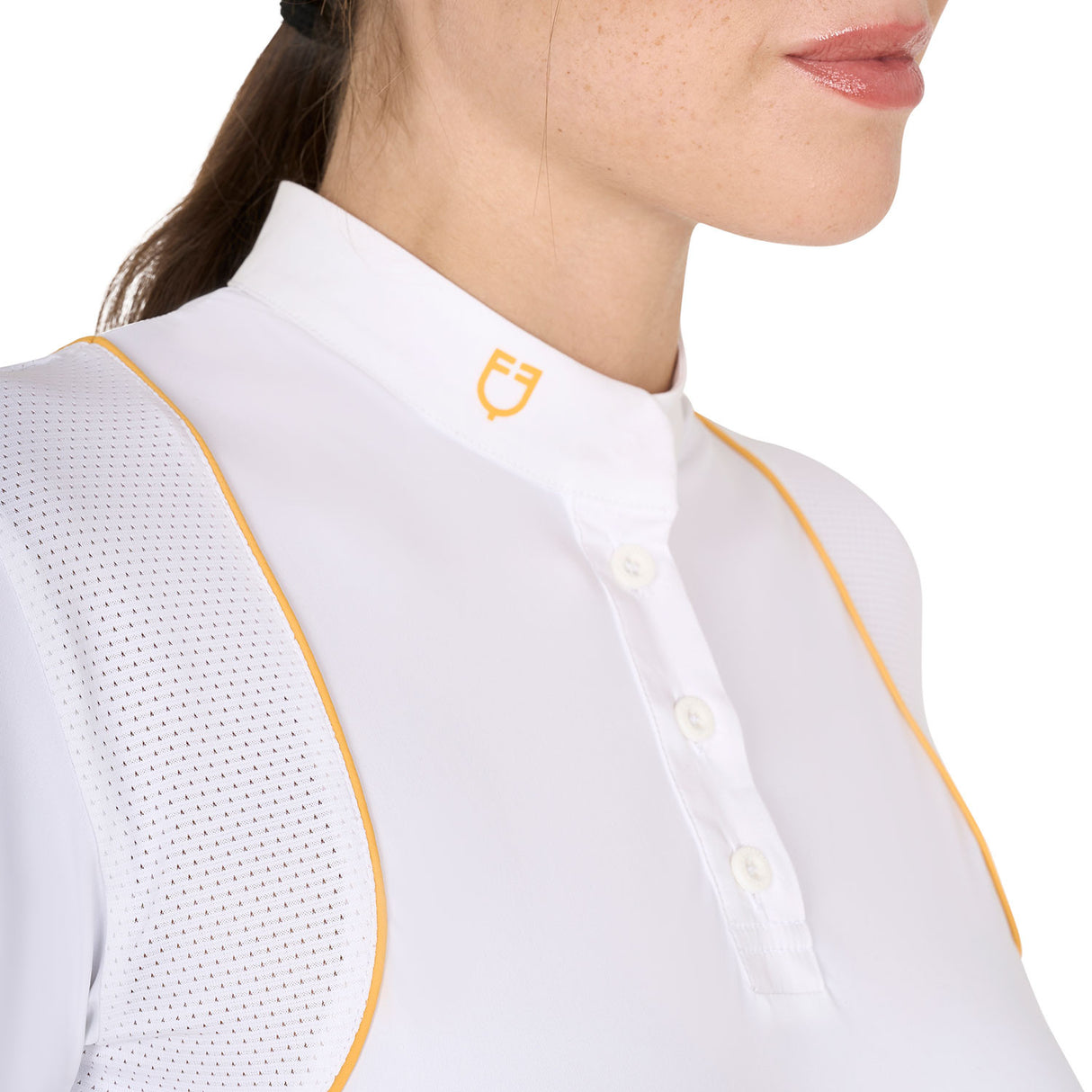 Women's slim fit competition polo shirt with buttons