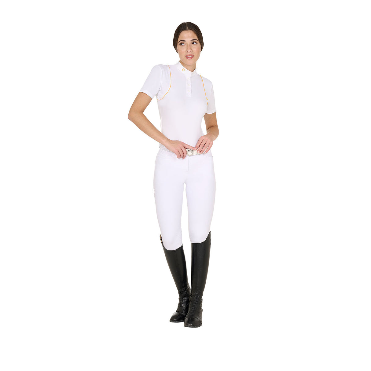 Women's slim fit competition polo shirt with buttons