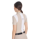 Equestro Women's Slim Fit Training Polo Shirt with Mesh Inserts #colour_beige