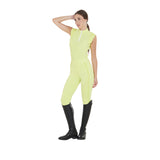 Equestro Women's Slim Fit Sleeveless Polo Shirt In Technical Fabric #colour_lime