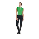 Equestro Women's Slim Fit Sleeveless Polo Shirt In Technical Fabric #colour_green