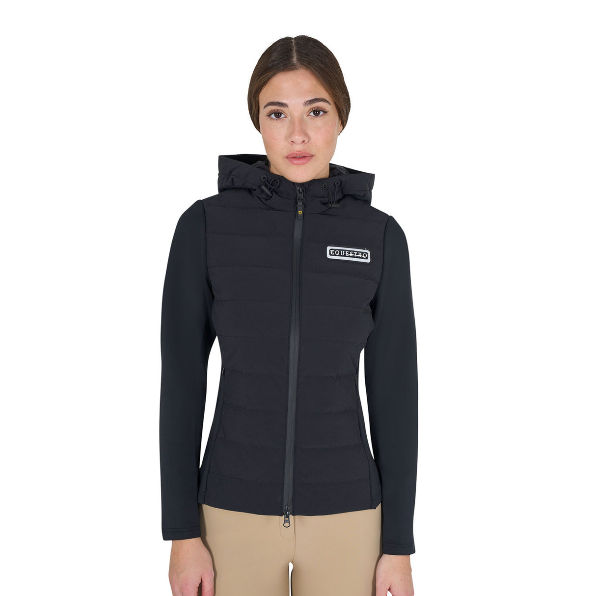 Women's hooded down jacket technical blend