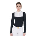 Equestro Women's Slim Fit Competition Polo Shirt Rhinestones #colour_black