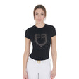 Women's slim fit T-shirt pink rhinestones