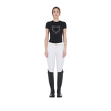 Women's slim fit T-shirt pink rhinestones