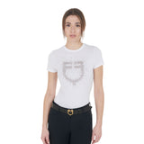 Women's slim fit T-shirt pink rhinestones