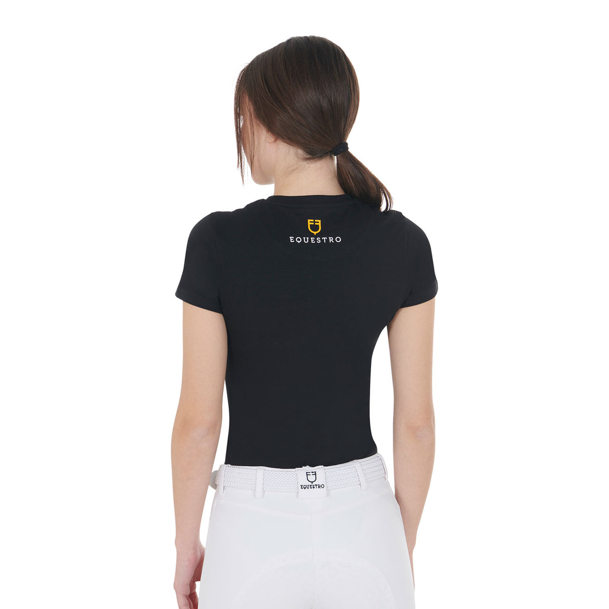 Equestro Women's Slim Fit T-Shirt Moonlight Print #colour_black
