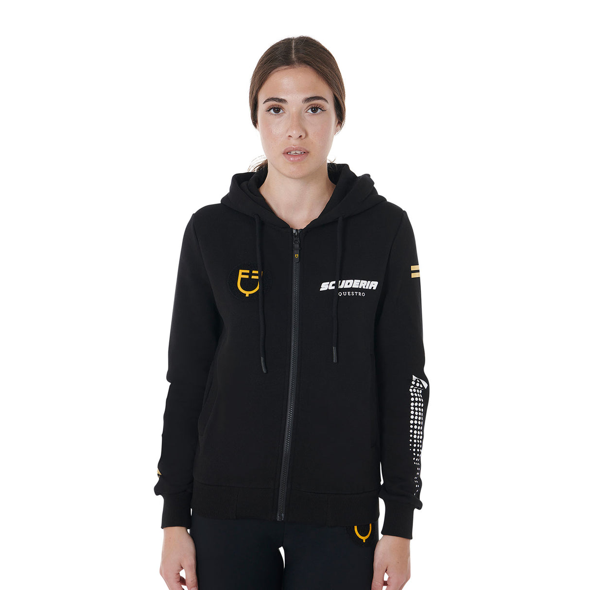 Equestro Scuderia Equestro Women's Hooded Sweatshirt Fleece #colour_black