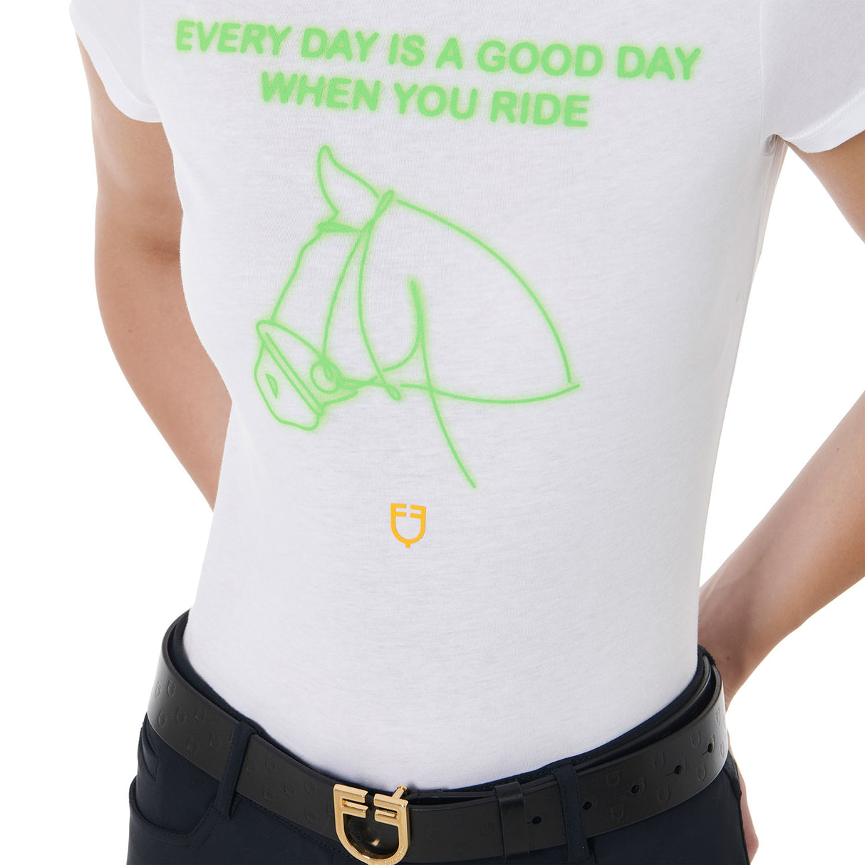 Equestro Women's Slim Fit Cotton T-Shirt Fluorescent Print