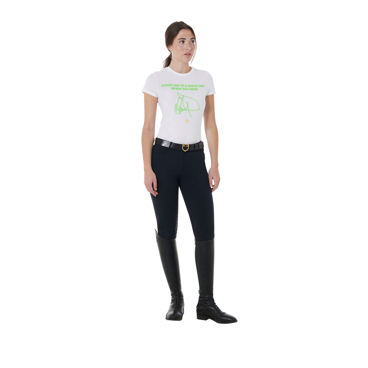 Equestro Women's Slim Fit Cotton T-Shirt Fluorescent Print