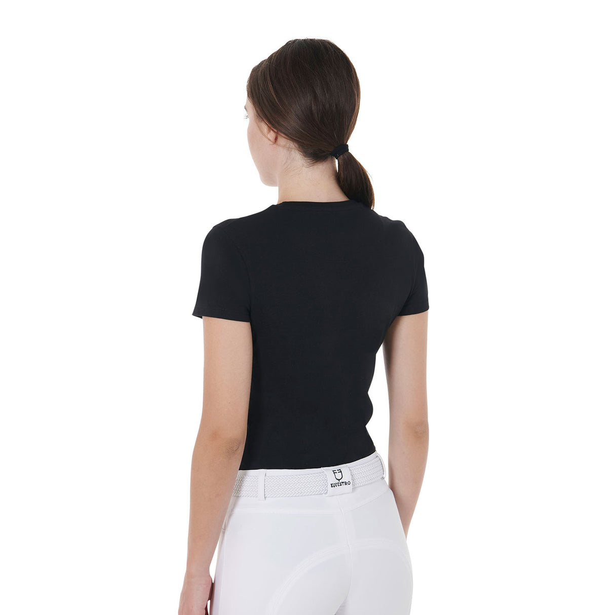 Equestro Women's Slim Fit Cotton T-Shirt Psychedelic Logo #colour_black