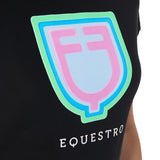 Equestro Women's Slim Fit Cotton T-Shirt Psychedelic Logo #colour_black
