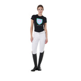 Equestro Women's Slim Fit Cotton T-Shirt Psychedelic Logo #colour_black