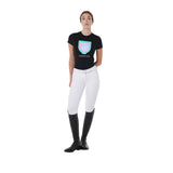 Equestro Women's Slim Fit Cotton T-Shirt Psychedelic Logo #colour_black